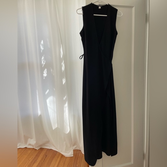 American Apparel Julliard Crepe Wrap Dress Black S - Picture 2 of 4